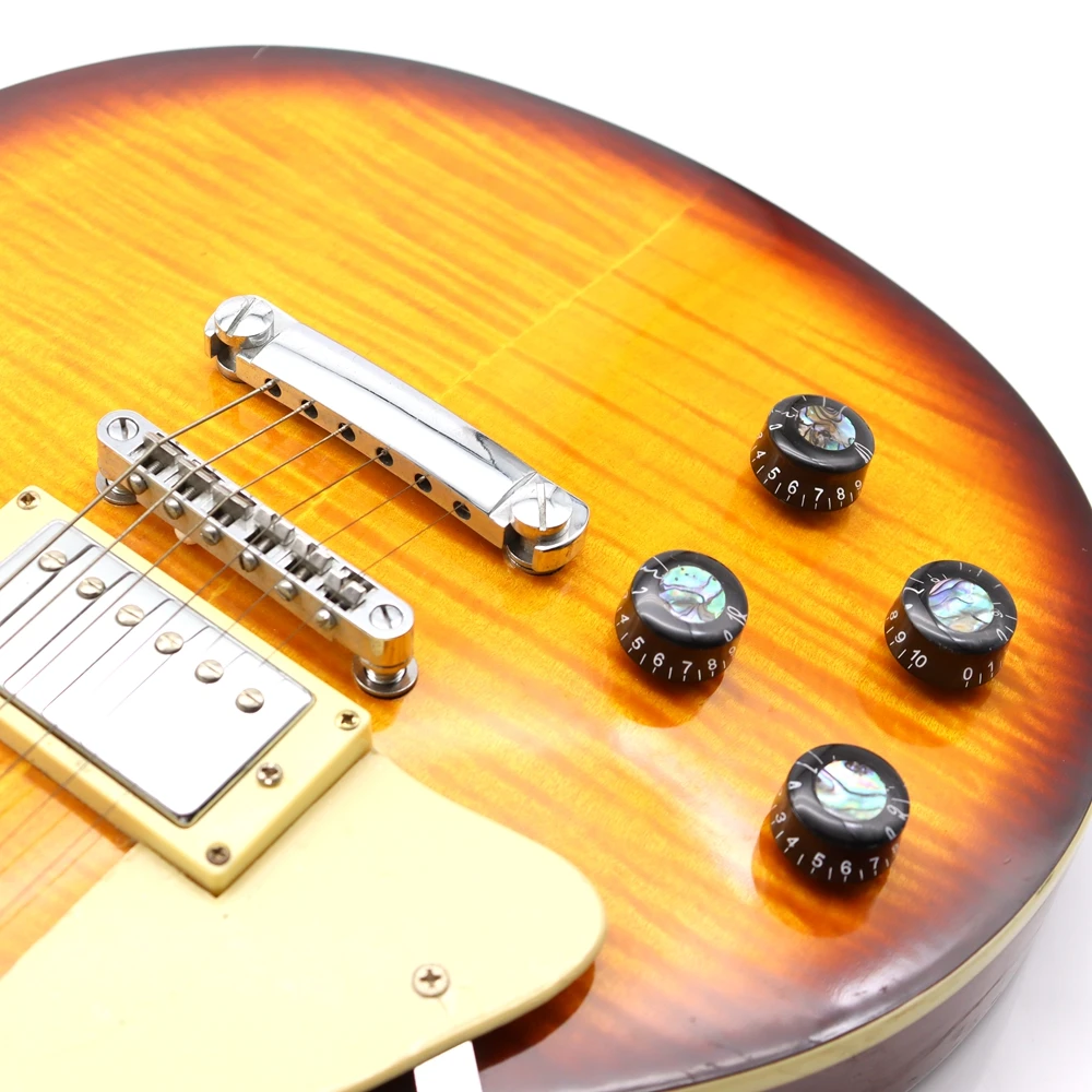 4 Stück Abalone Circle E-Gitarre Top Hat Knöpfe Speed Volume Tone Control Knöpfe für LP Style E-Gitarre Teile Ersatz – Detail 12