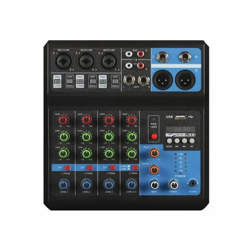 To 5-channel Professional Mixer Computer Stage Recording USB Sound Card High Low Tone Bluetooth DJ Model Number Certification