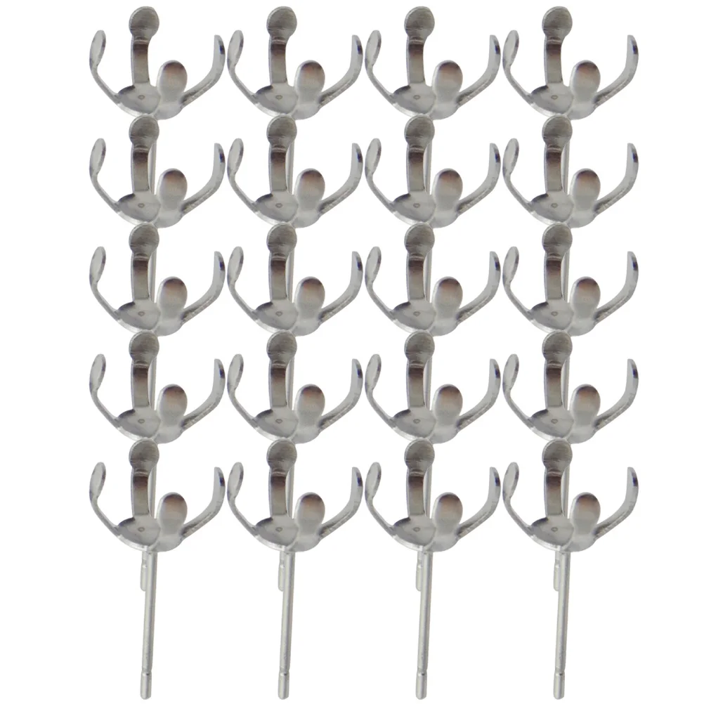 

20pcs Pearl Holder Claw Posts 10mm Stainless Steel Earring Accessories for Jewelry Making DIY Blank Studs Women