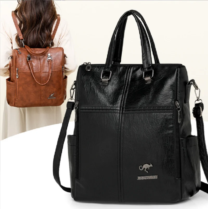 

Новинка 2024 года, корейские модные винтажные дорожные рюкзаки из мягкой кожи, женские сумки на плечо большой вместимости, сумка через плечо, школьная сумка