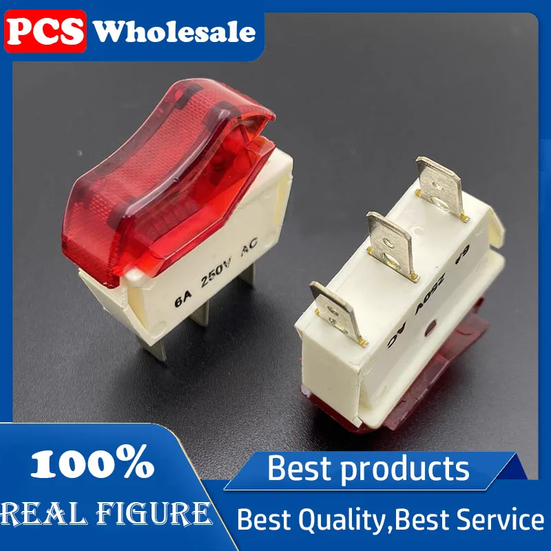 

Ship type power switch with red light 3 pin 2 speed 6A button tilt plate ship type blower button 32*14mm