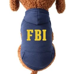 Winter Dog Hoodie Sweatshirts with Pockets Warm Dogs Clothes for Small Dogs Chihuahua Coat FBI Police Dog