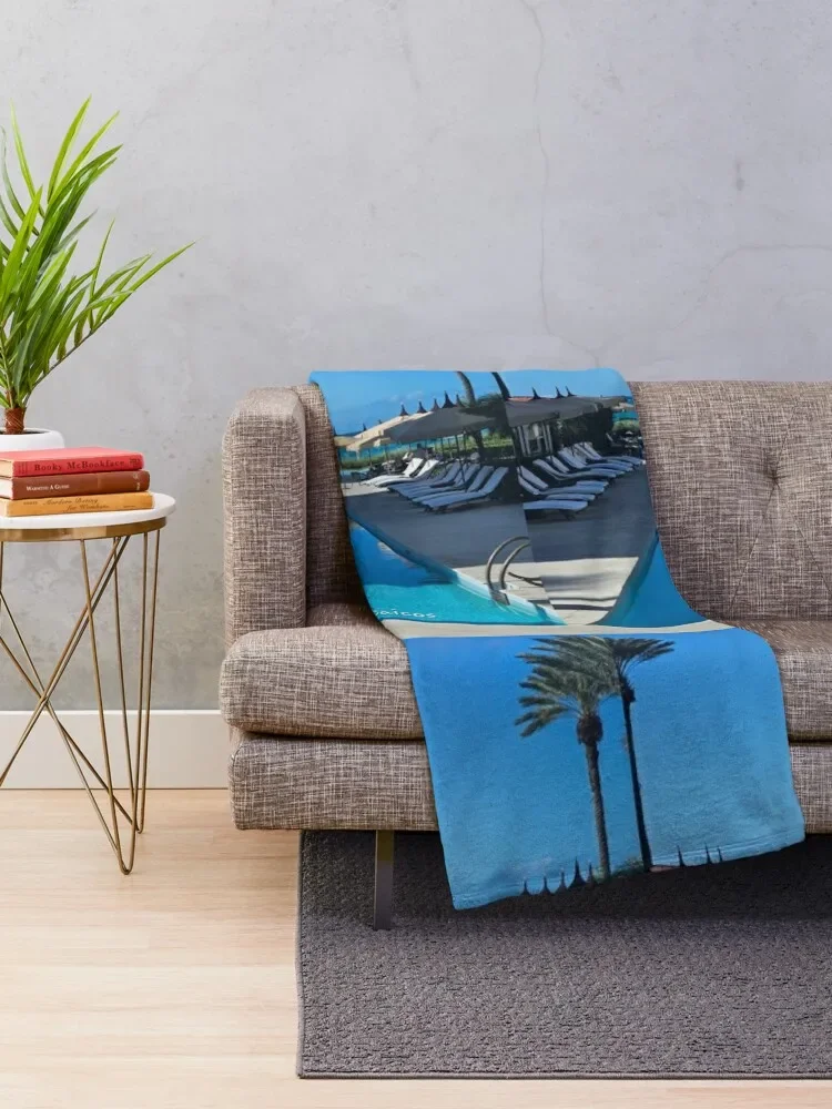 Pool Views - Grace Bay Throw Blanket Fluffy Shaggy Decoratives valentine gift ideas Summer Blankets