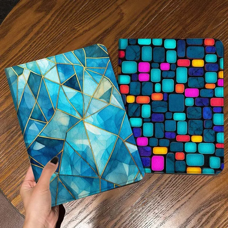 

Синий чехол для планшета с геометрической стеклянной мозаикой для Apple iPad Air Pro mini 1 2 3 4 5 6 7 8 9 11 M2 M3 M5 M4 5-го 6-го 7-го 10-го 11-го поколений