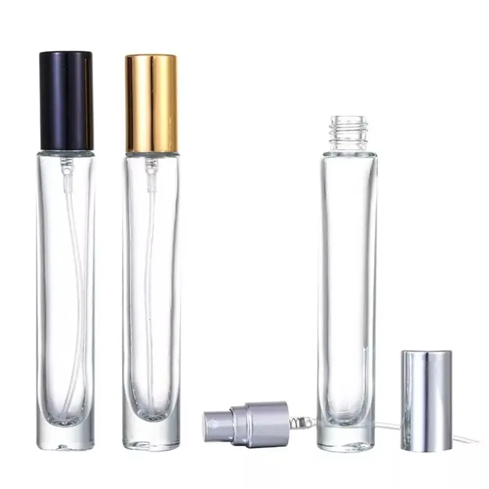

Aluminum Cover Spray Perfume Bottle Mini Square Transparent Cosmetic Container Glass 10ml Refillable Bottle Travel