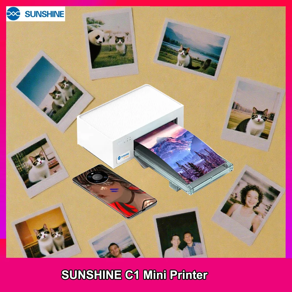 SUNSHINE C1 Mini Color film DIY Printing Printer WiFi Direct Connection,Assisting Film Cutting Machines ,Under 7.5 inches