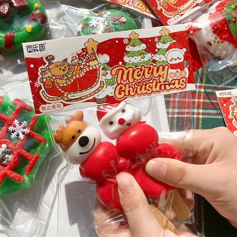 Christmas Squeeze Slow Rebound Toy Xmas Tree Cute Candied Haws Cat Claw Decompression Toy Soft Mochi Toys For Kid Adult Gifts