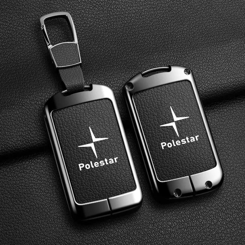 Leather Car Smart Remote Key Case Full Cover Bag For Volvo Polestar 2 Polestar 3 2023 2024 Protection Holder Shell Accessories