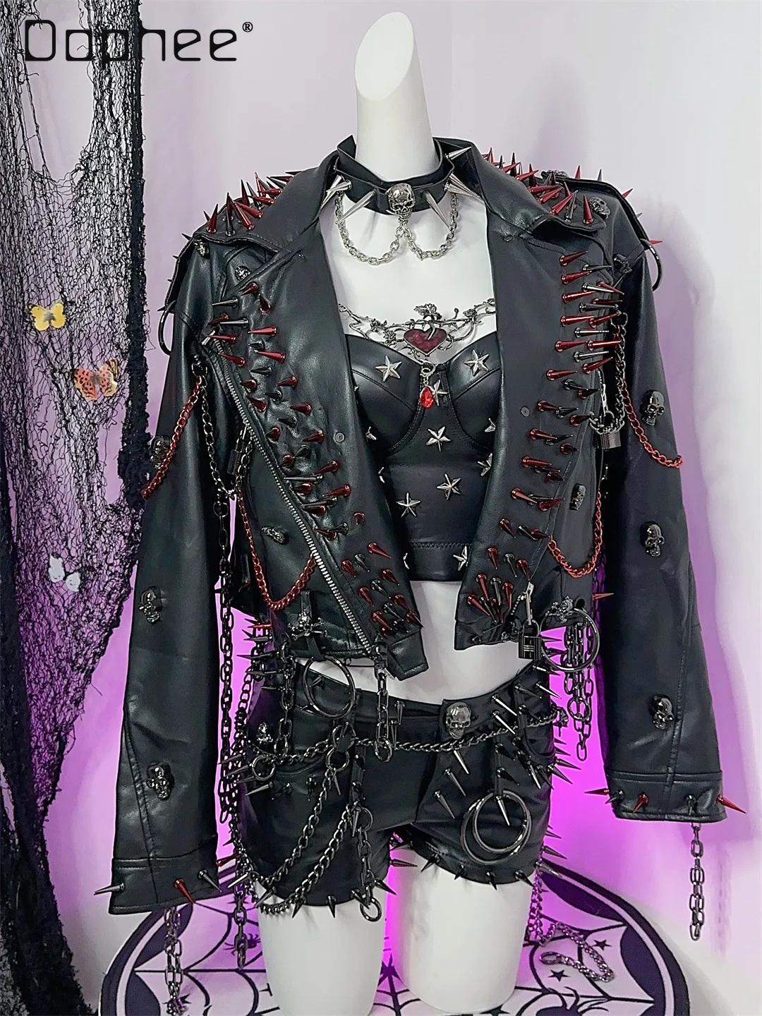 Y2K Spice Girl Subculture Punk Rock Rivet Chain Heavy Industry
