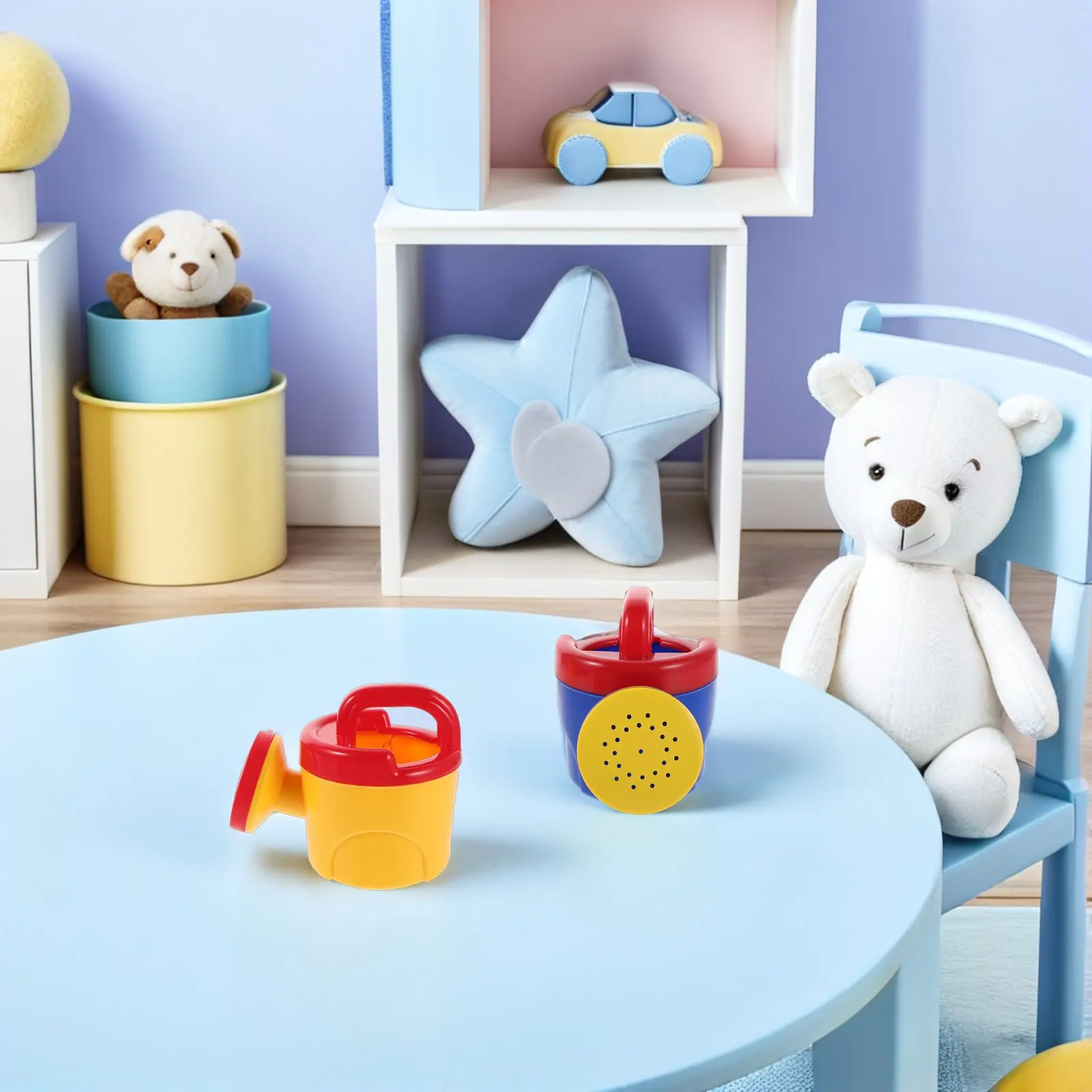 3個入り、子供用ジョウロ、カラフルなプラスチック製スプレーボトル、バケツ、プールやビーチで遊ぶのに最適な水遊び用具、幼児や子供向け。