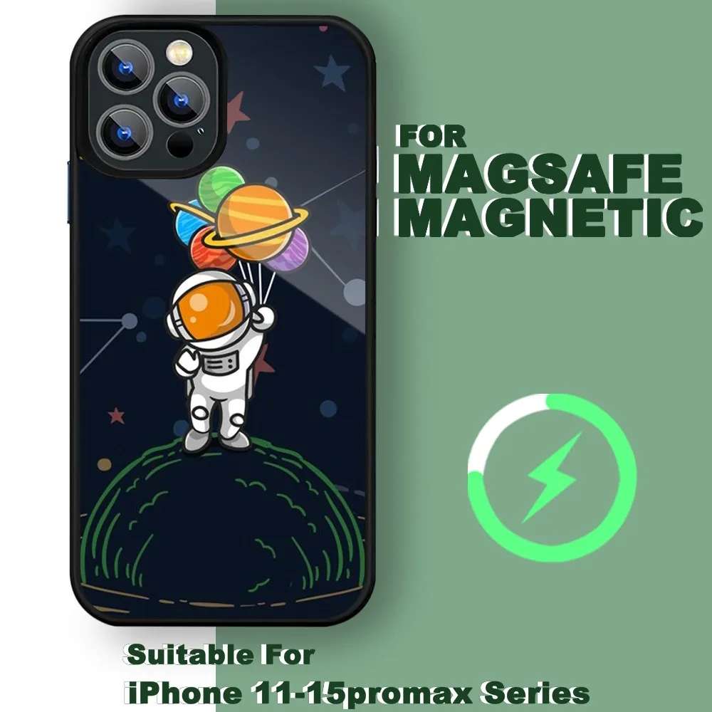 Fashion Cute Space Astronauts Phone Case For iPhone 15 14 13 11 12 Pro Max 14 Plus 15 Pro Max For Magsafe Phone Cover