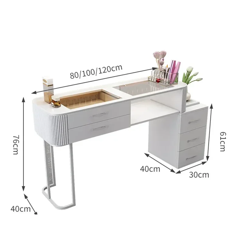 Simple Professional Nail Table Modern Luxury Nail Artist Manicure Table Wooden Storage Mesa De Manicure Salon Furniture KMNT