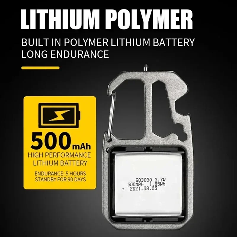 KDULIT LED Portable Keychain Flashlight Outdoor COB Work Light Emergency Lighting with Window Hammer Bottle Opener Lamp Camping