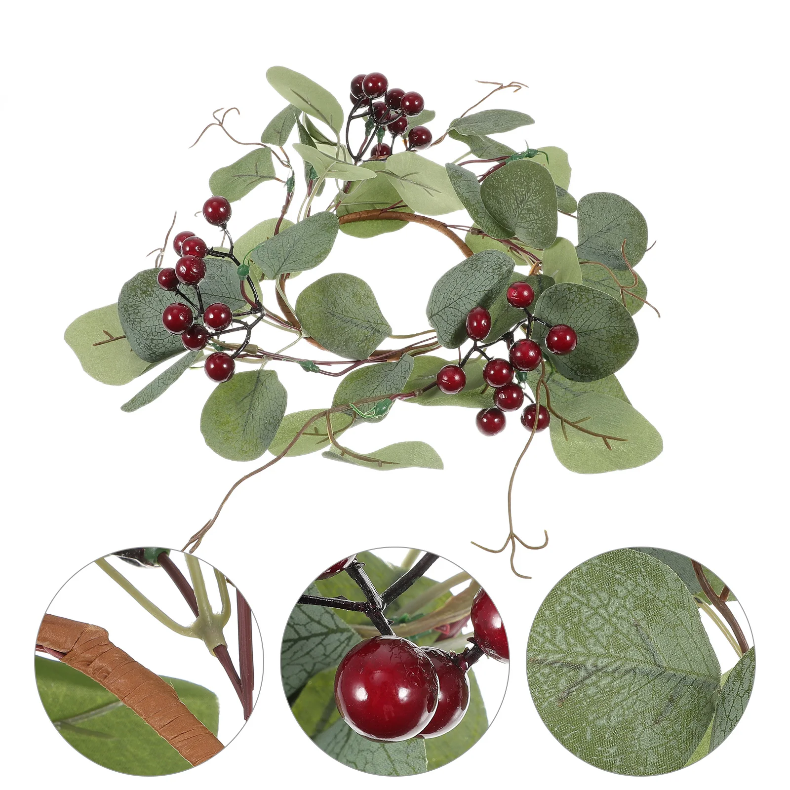 

Christmas Wreath Artificial Eucalyptus Candlestick Dinning Table Decor Garland Simulation Leaves Ornaments Holiday Atmosphere