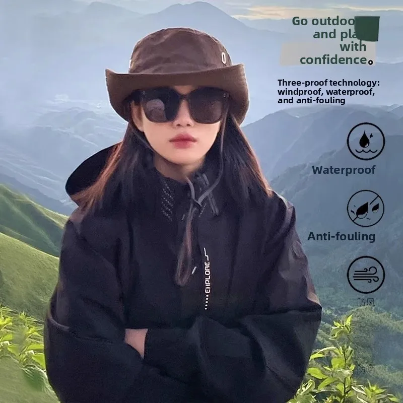 

Couple's Tee-in-One Men's Jaet 2024 Autumn Winter New Sle Outdoor Sports Windproof Waterproof Coat Youth ular Loose Fit