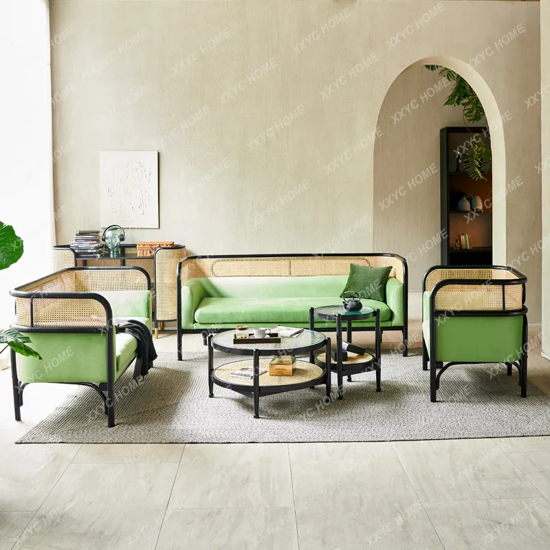 

Современный простой диван из массива дерева и ротанга для дома/гостиницы