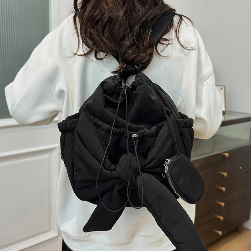 Arco amarrado crossbody saco para mulheres bolsa de ombro náilon casual versátil bolsa e bolsas femininas mochila saco de viagem bolsos mujer