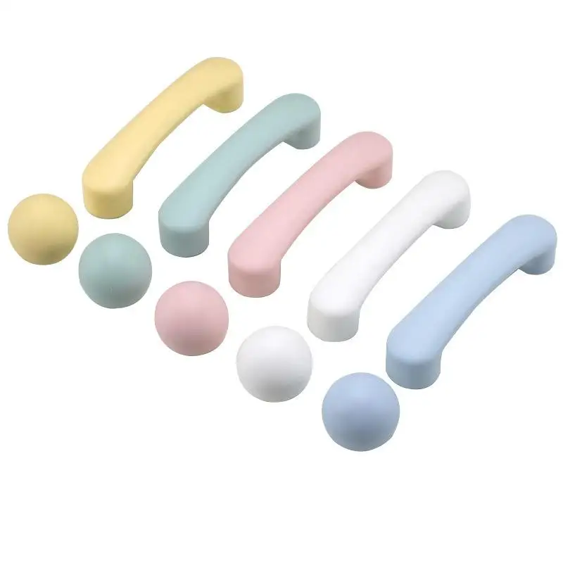 Nordic Style Ceramic Children Room Cabinet Handles Macaron Colorful Round Drawer Knobs And Pulls Children's Furniture Handles image 5