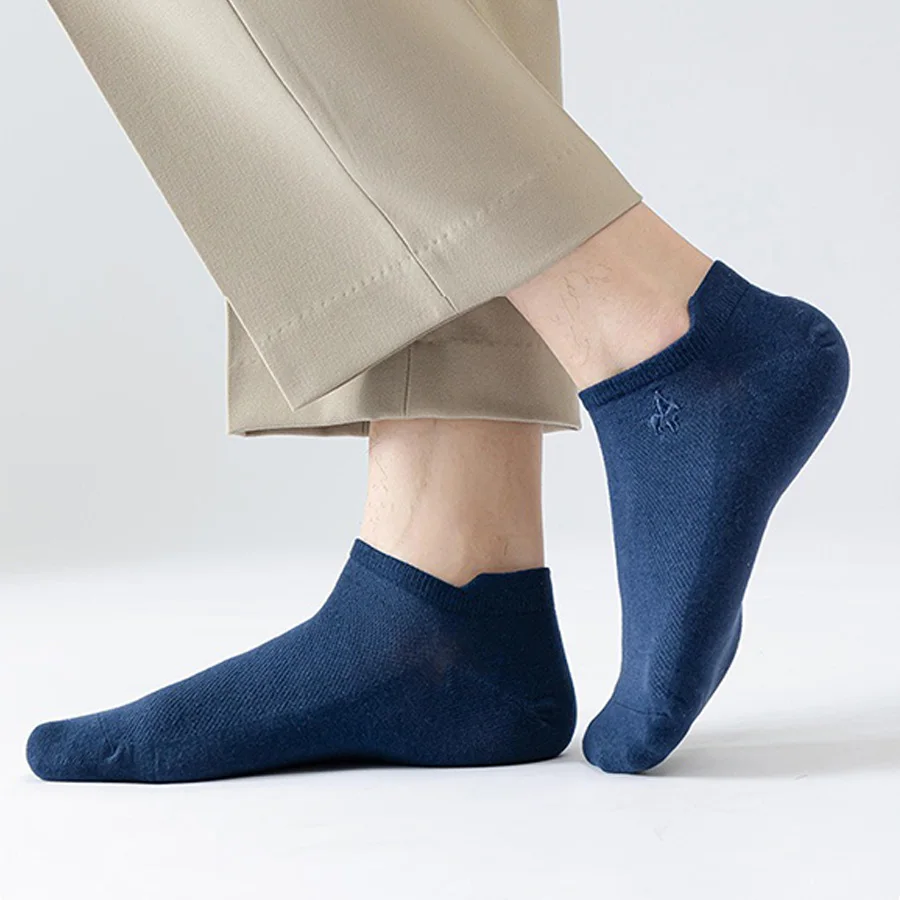 

5pair Summer Men’s Ankle Socks Mesh Breathable Thin 92% Cotton Dress Sock Antibacterial Deodorant