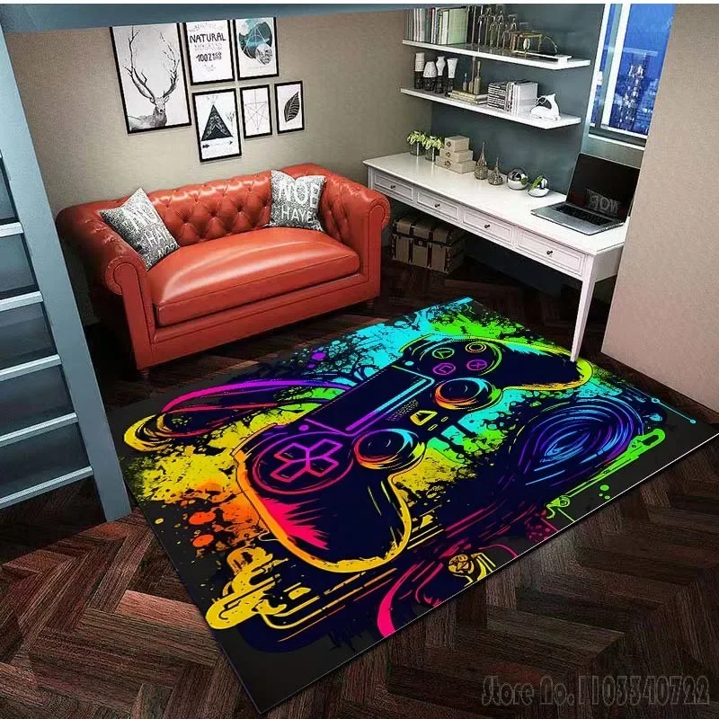 Video Game Controller Pattern Carpet for Bedroom Floor Mat Decor Living Room Carpet  Anti-slip Rugs Home Decor Game Room