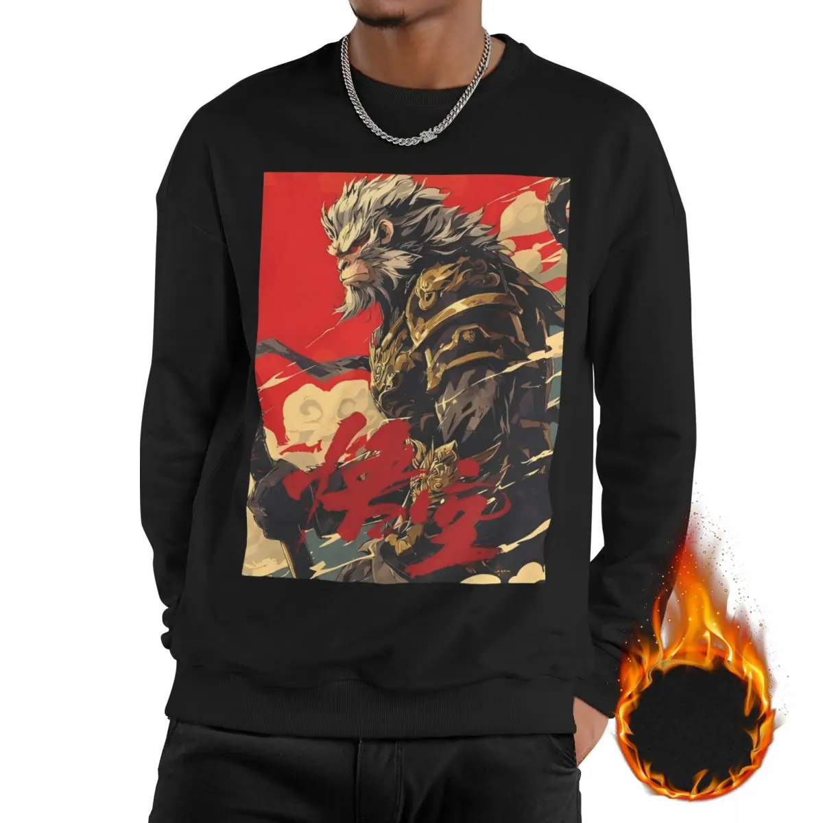 

Fashion Black Myth Wukong Game 2024 Sweatshirt For Men Women Fleece Lined Long Sleeve Shirt Thick Monkey King Sweatshirts Hoodie