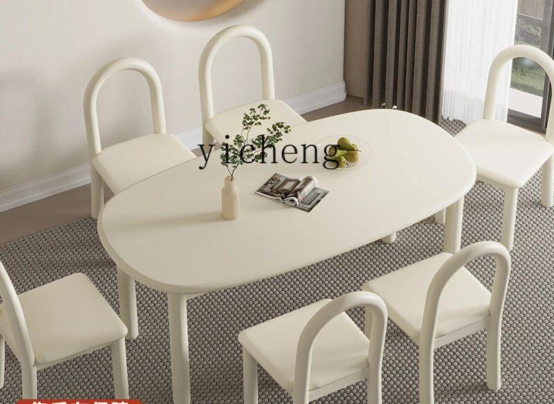 H3-24  simple solid wood dining table household wabi wind oval dining table log home decoration accessories