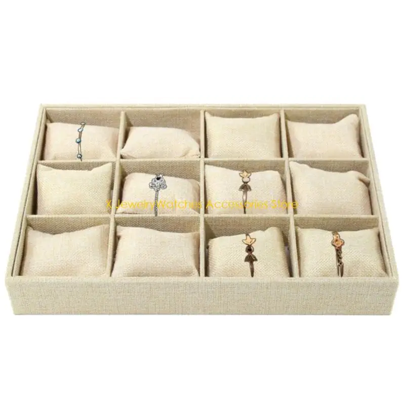 

31KD 12 Slots Watch Showcases Tray Modern Watches Holder Velvets Wristwatch