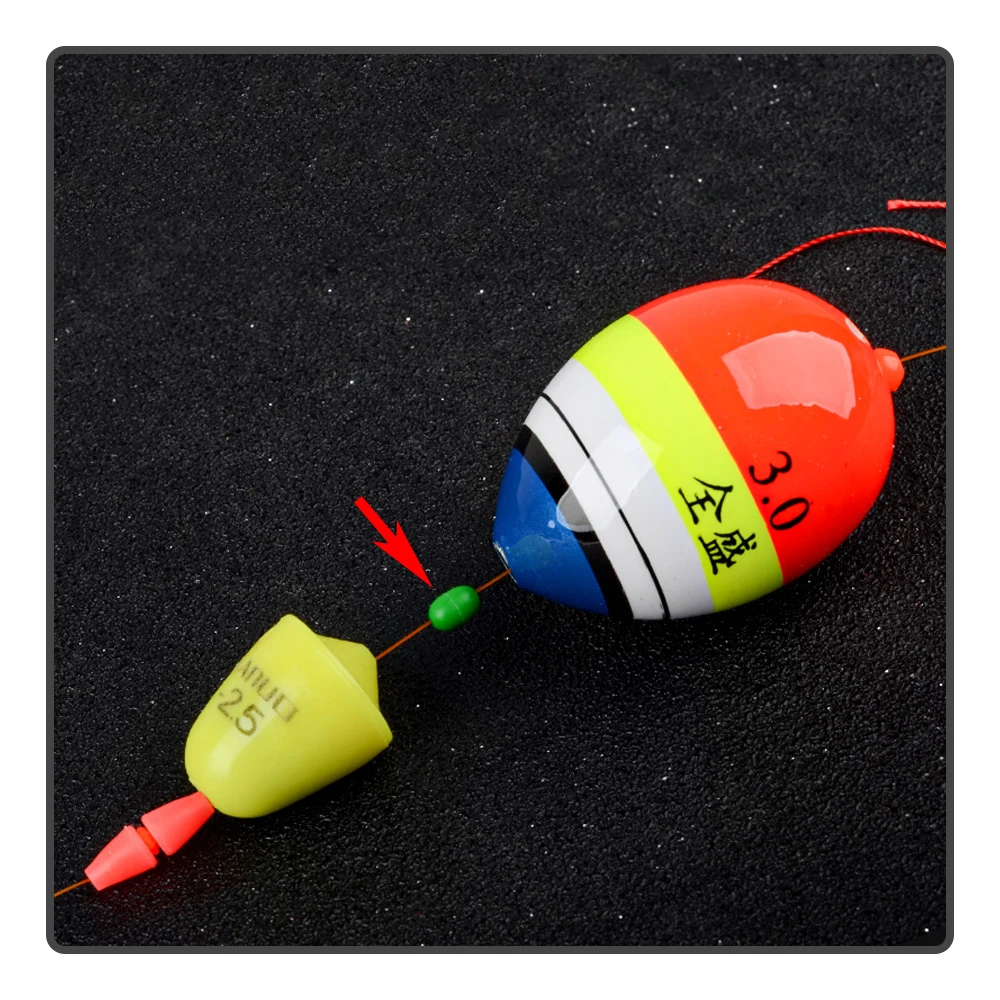 50Pcs Rock Fishing Color Soft Rubber Anti-Collision Block Beans Abo Float Line Hole Buffer Protection Bean Fishing Accessories