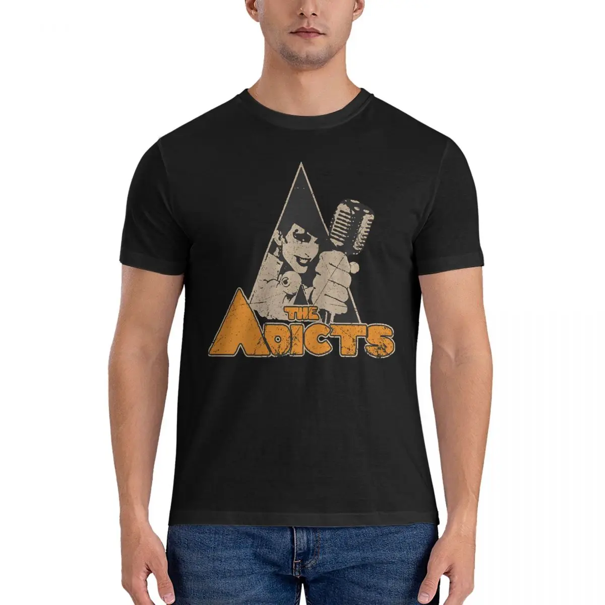 Camisetas de banda para hombre, ropa de algodón, camiseta Vintage de manga corta con cuello redondo, camiseta estampada