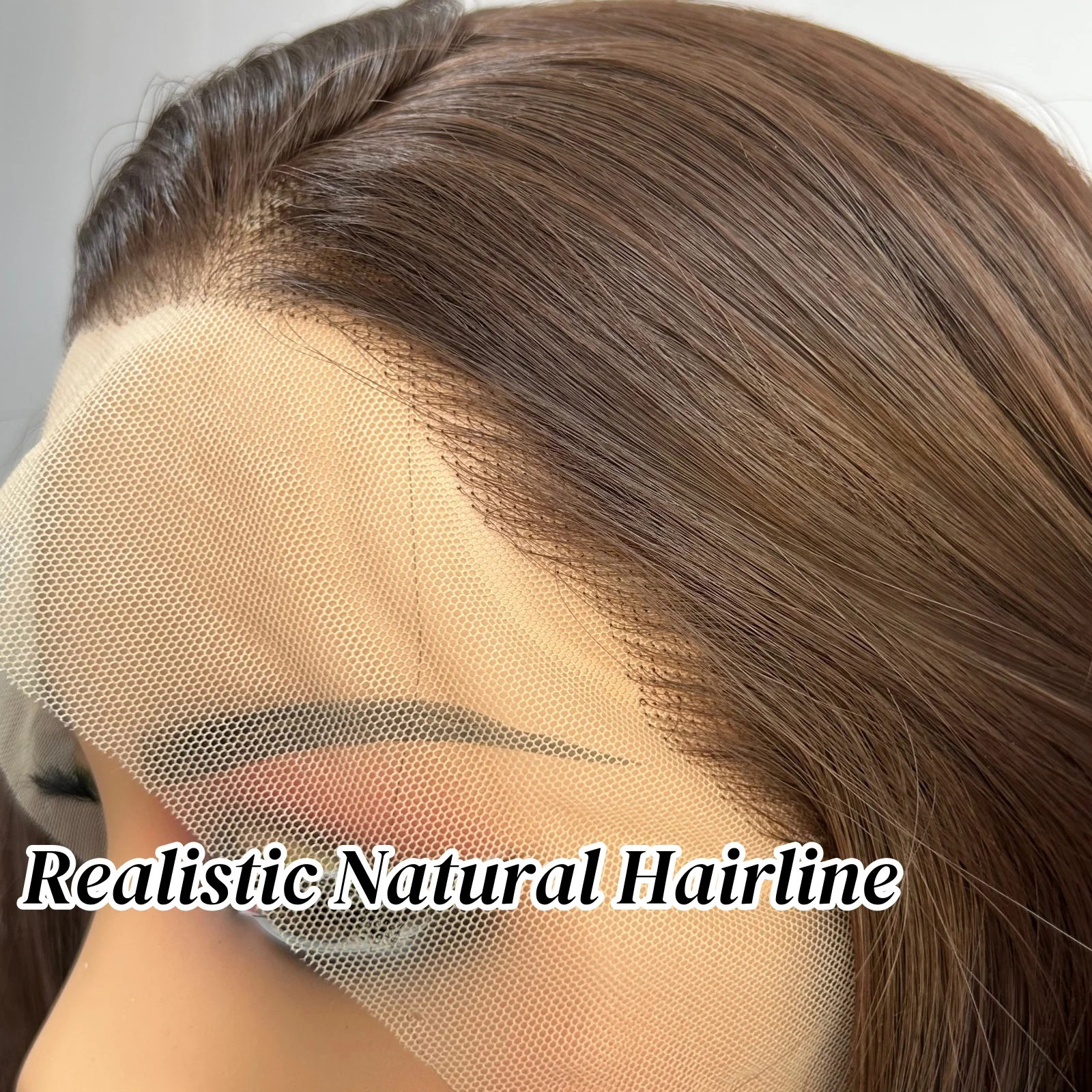 Chocoladebruin Lang Golvend Natuurlijke Golf Synthetische Lace Front Pruiken voor Vrouwen Middelste Deel Pre Geplukt Haarlijn Brunette 13X4 Pruiken