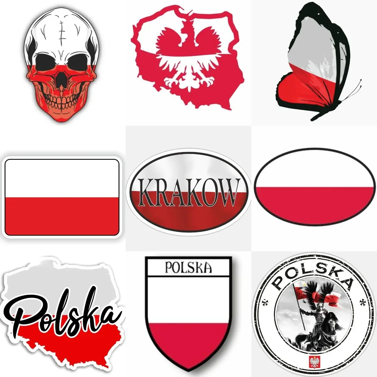 

Polska Polish Eagle Poland Flag Map Creative Stickers for Decorate Wall Room Truck Car Motocross Camper Van Bicycle Off-road