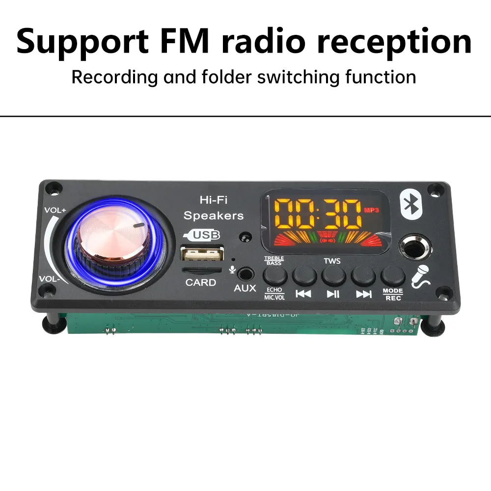 Bluetooth 5.1 MP3 WMA WAV Decoder Board 12V Freisprecheinrichtung 6,5mm Mikrofon USB TF FM Auto Audio Musik Player Lautsprecher Lautstärkeregler