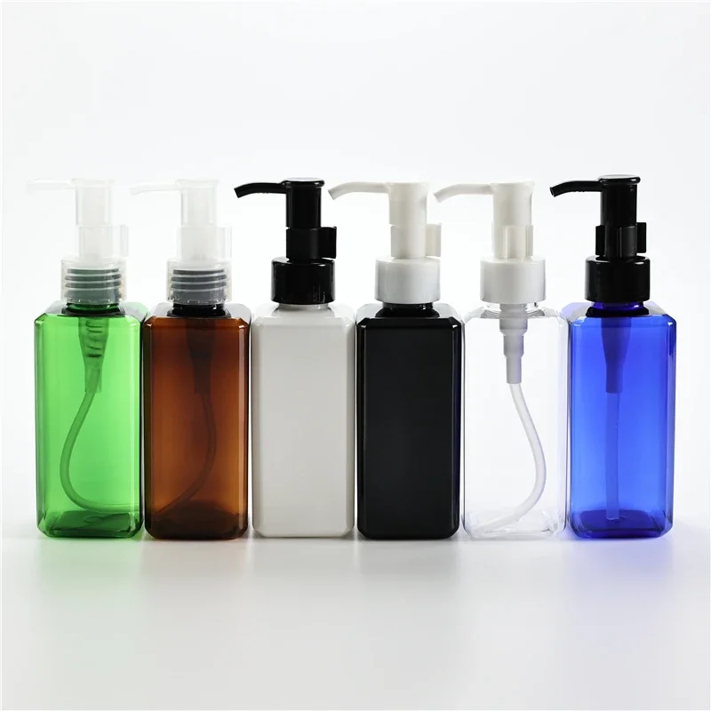 

Multicolor 150ml X 40 Empty Square Plastic Bottles With Cleaning Oil Pump Essential Oil Bottles Massage Oil Packaging Containers