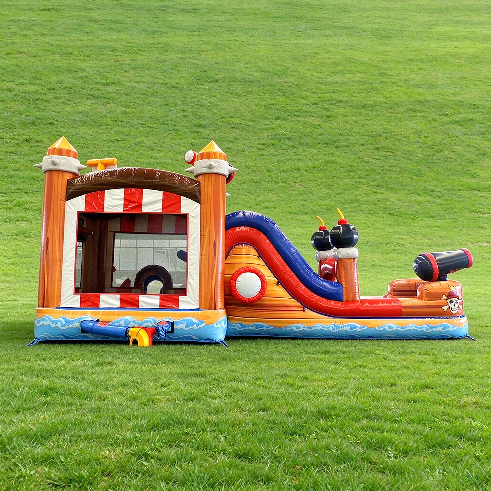 Pirate Ship Inflatable Water Slide Bounce House Combo PVC Commercial Outdoor Amusement Park Rental