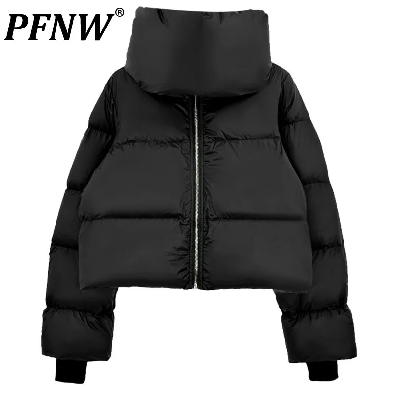 PFNW Men And Women Winter Thickened 90 White Duck Down Warm Couple's Scarf Collar Short Breadcoat Coat Loose Jacket Tide 28W5412