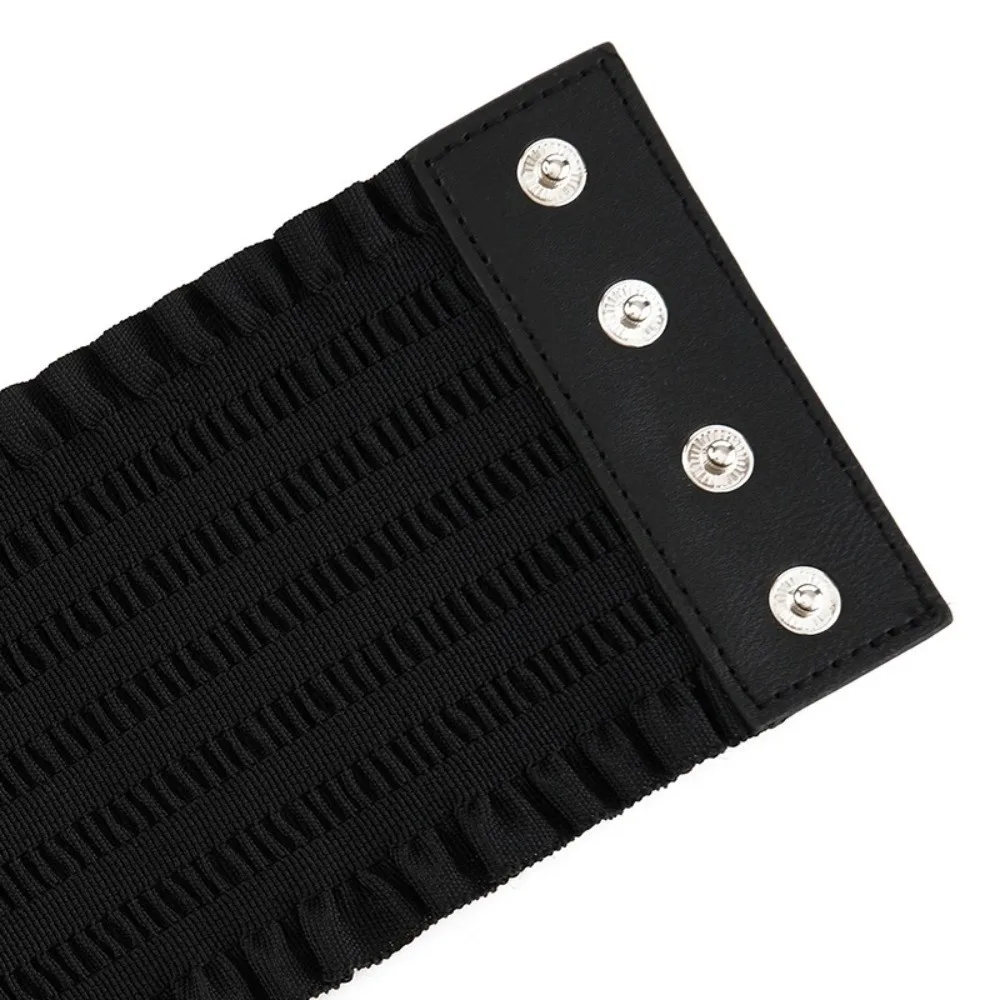 Fashion Lace Belts Wide Elastic WaistBand Retro Pin Buckle Cummerbunds For Women On Shirt Dress