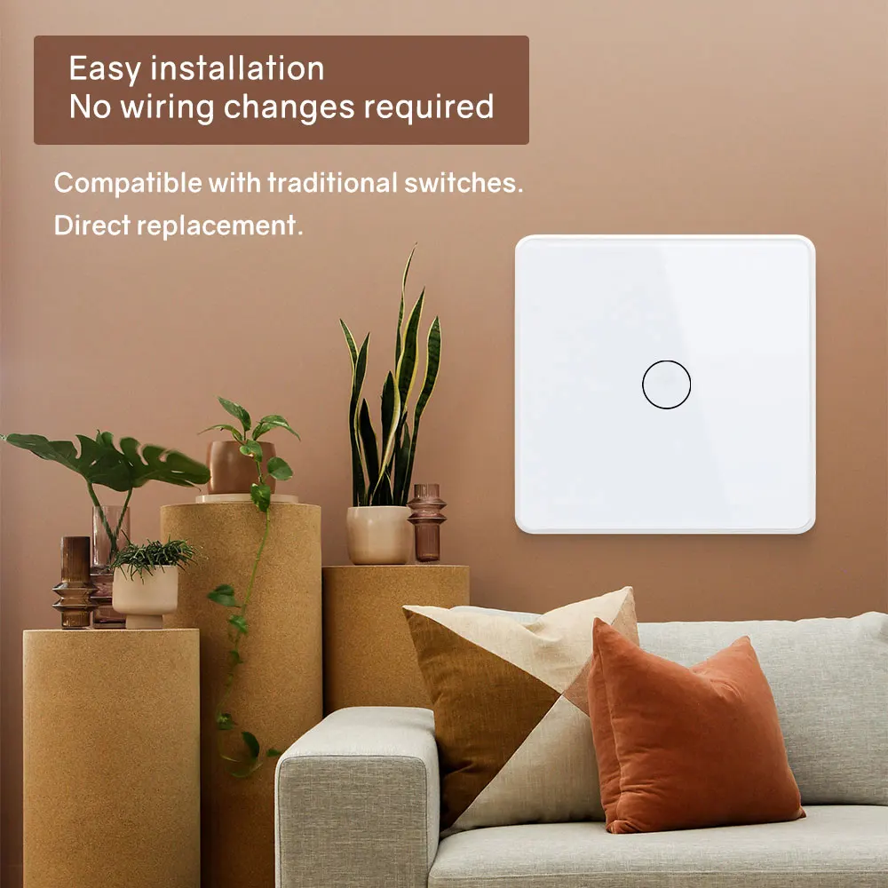 Stlf tuya zigbee/wifi controlado inteligente ue 1 gang interruptor de parede luz toque funciona com alexa e google home