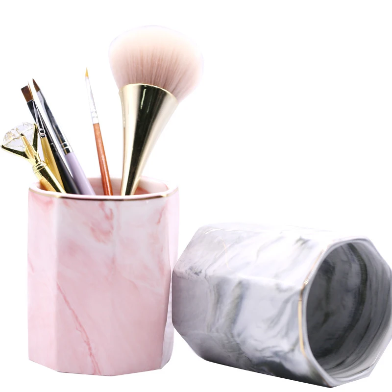 Marble Nordic Design Storage Container for Makeup Brushes, Eyeliner Pen, Comb and Nail Art Brushes Tool Organizer