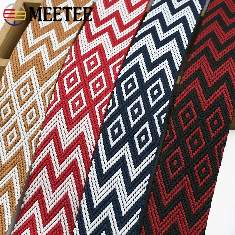 2-5M 38/50mm 1,8mm Dickes Polyester Jacquard Gurtband Ethnisches Band Kleidungsstück Dekorative Schrägbindung DIY Nähzubehör