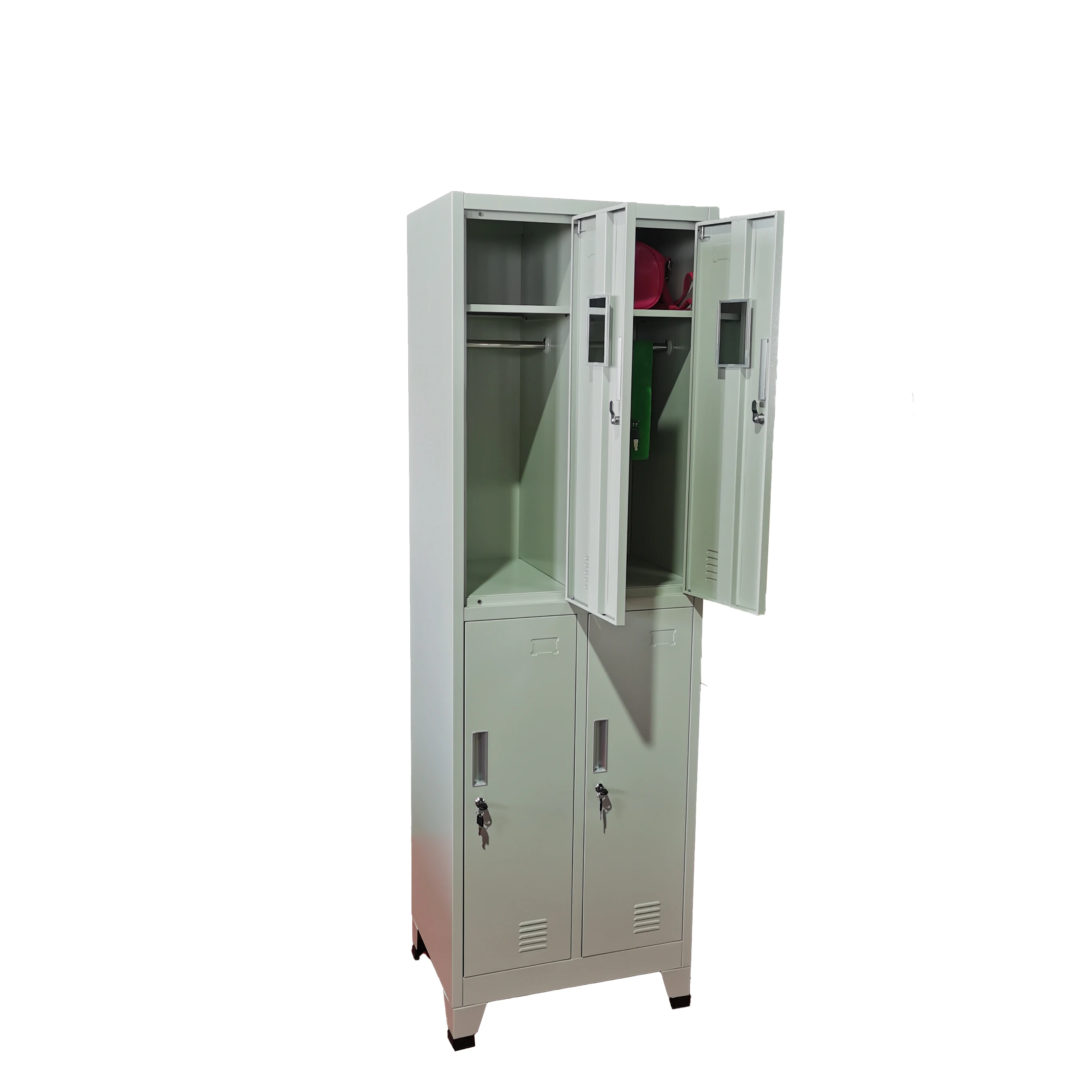 

Customized Steel 4 Door Lockers Metal Gym Storage Wardrobe Lockers With Feet Iron Dormitory Compartment Locker Almirah