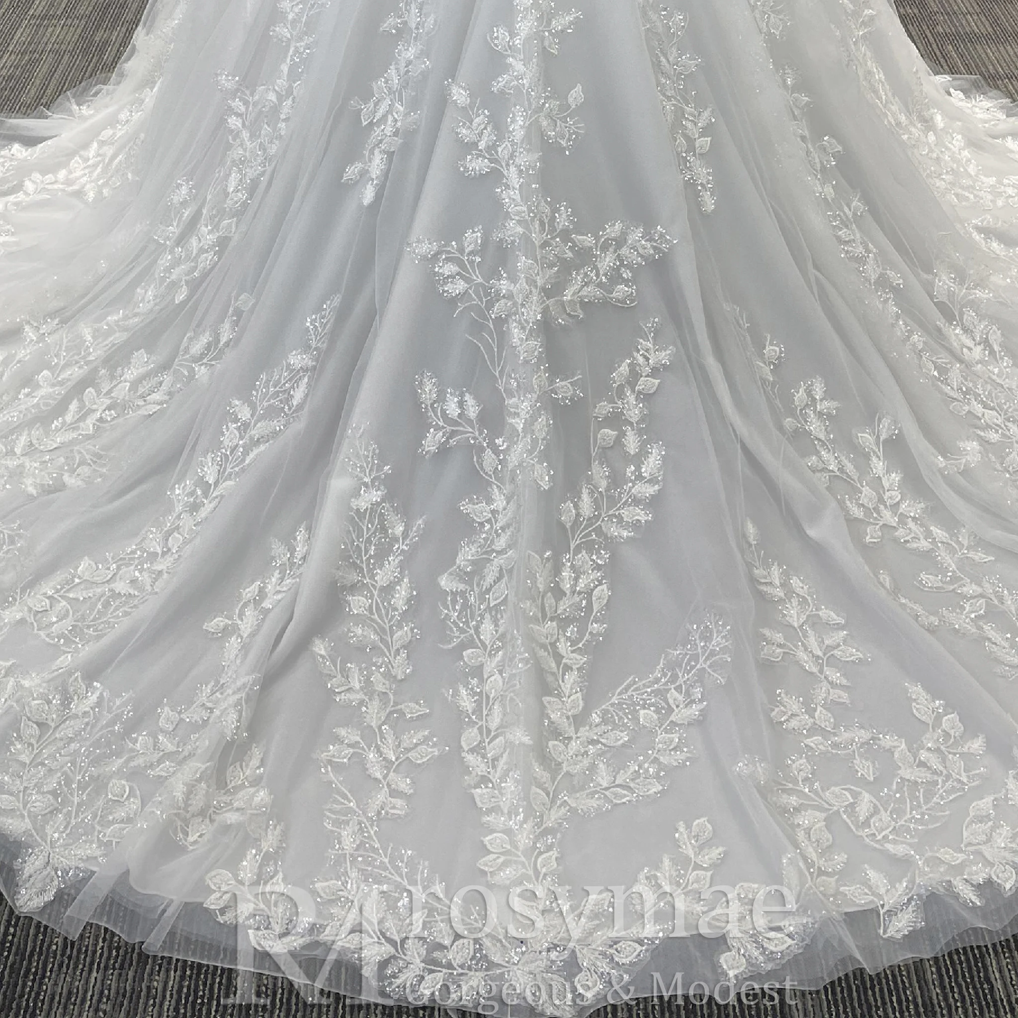 Rosymae A-lijn Bruidsjurk Kant Korte Mouw Diepe V-hals Trouwjurk Elegant Silhouet voor Bruiden robe de mariées