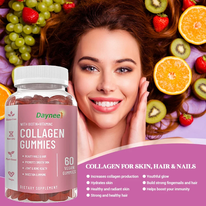 1 Bottle Complex Vitamin Collagen Gummy Promotes Skin Smoothness Increases Bone Density Replenishes Lost Collagen