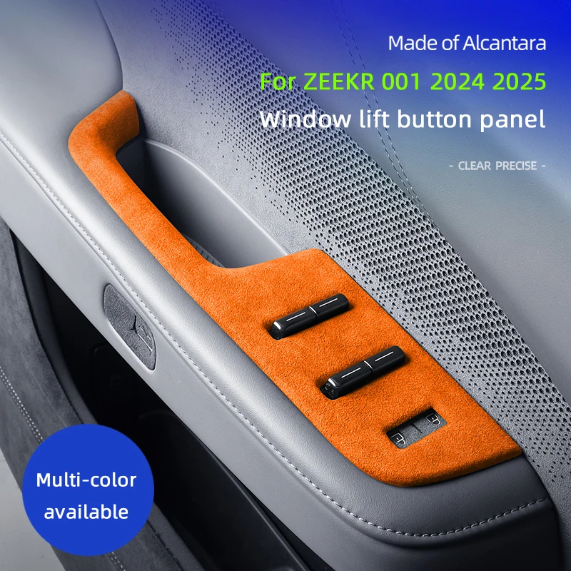 For ZEEKR 001 2024 2025 Italy Alcantara Super Suede Overlay Glass Lift Panel Trim Car Window Control Panel Frame Car Accessories