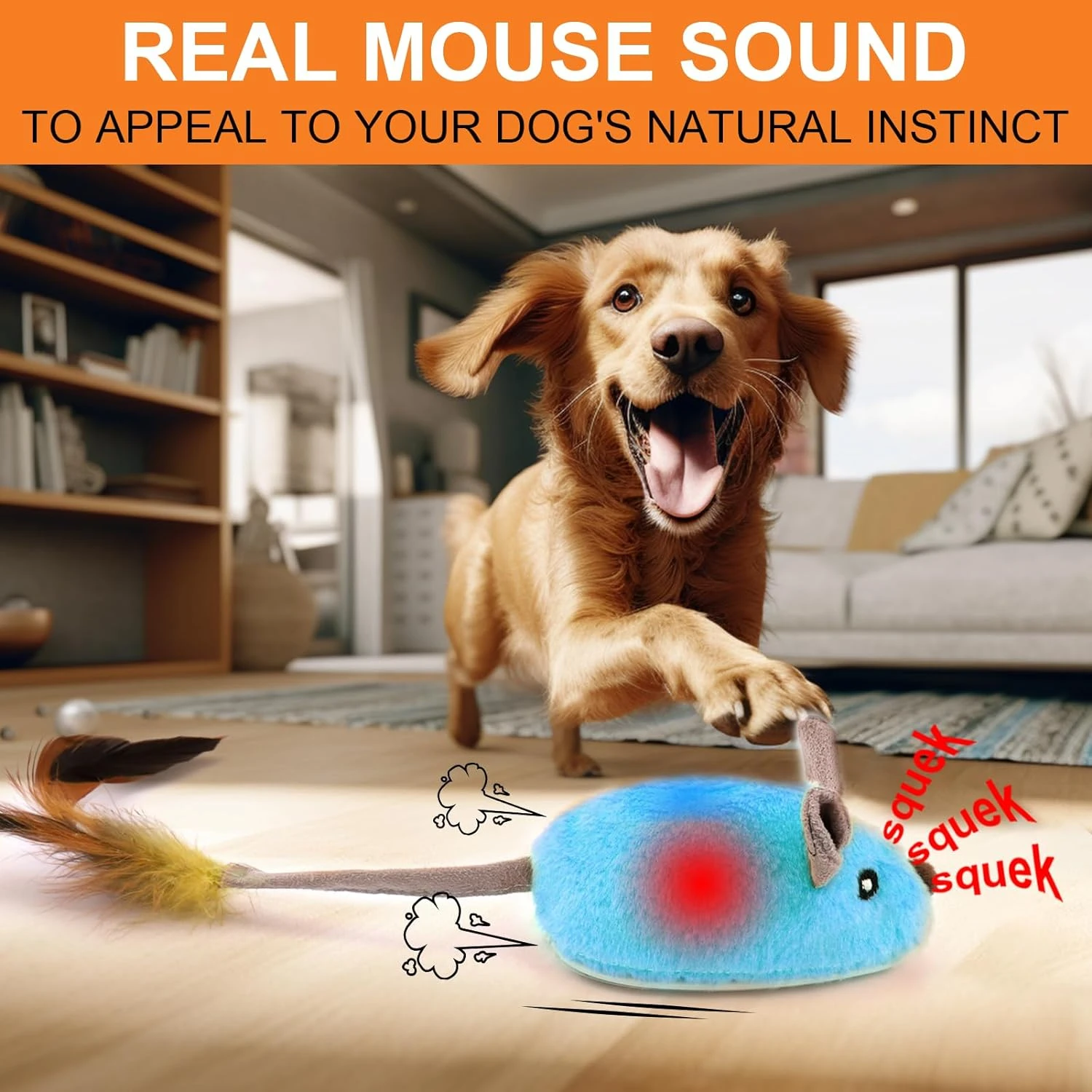 Ultimate Interactive Rechargeable Pet Toy - Exciting, Vibrant Lights, Enticing Squeaky Sound, Convenient Auto-Turn Function - Pe