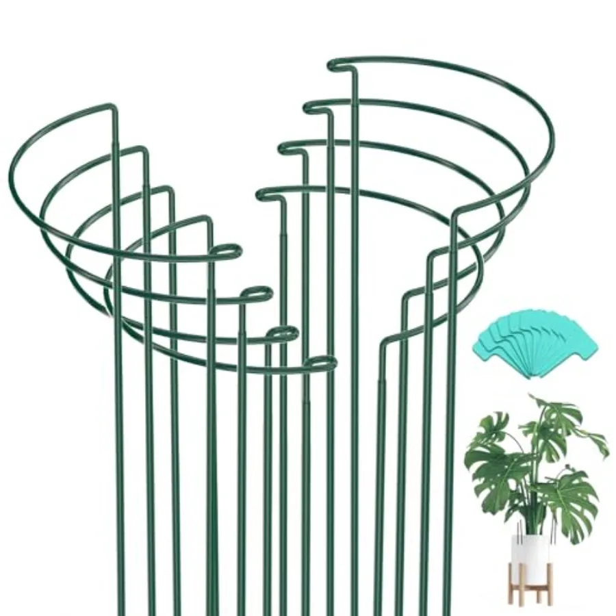 

8 Pack Plant Support Stakes, 32 Inch Plant Stakes for Outdoor Plants, Peony Cage with 15 Pcs Green Lables, Peony Cages and Supp