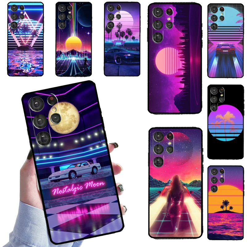 Vaporwave 80's Retro Neon Synthwave Silicone Case For Samsung Galaxy S8 S9 S10 S20 FE S21 Plus Note 20 Ultra S22 Ultra Cover