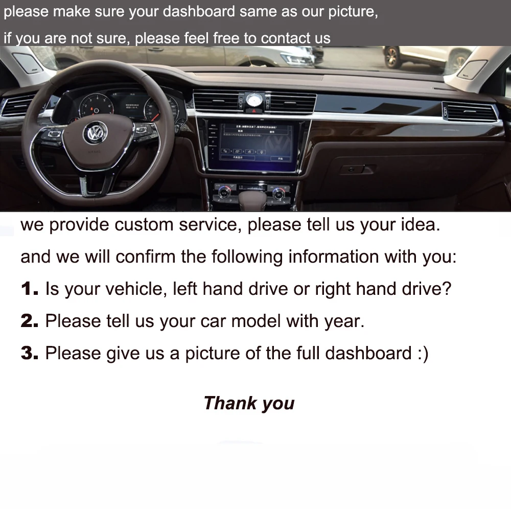 

Custom Car Dashboard Cover Wrap in Alcantara for Volkswagen VW Phideon 2018 Mat Shade Cushion