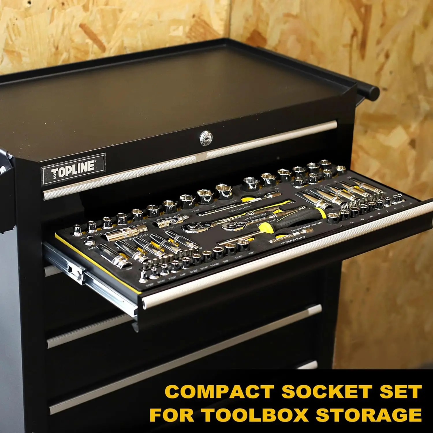 79ピース 1/4インチ & 3/8インチ ドライブ インパクトソケットセット、メートル法 & インチ法、6ポイント、CR-V、EVAフォームトレイ