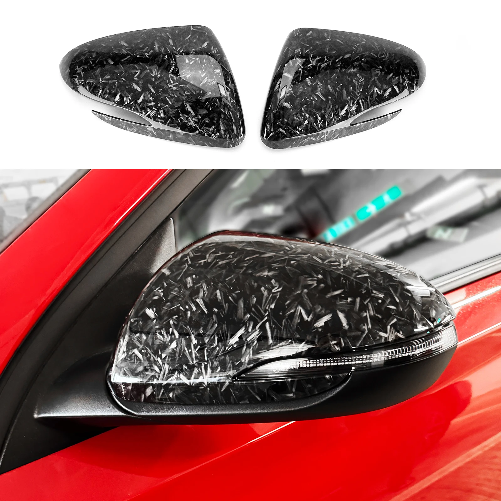 

Кованая черная крышка зеркала заднего вида, зеркало заднего вида из АБС-пластика, декоративная оболочка для Hyundai i30 N 2018-2023, автомобильные внешние аксессуары