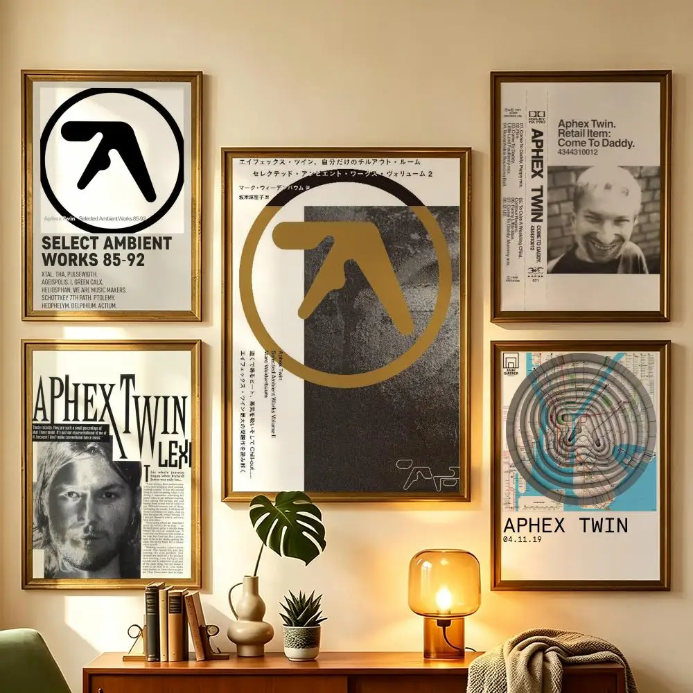 Aphex Twin Retro Vintage Electronic Music Self-Adhesive Poster Waterproof Removable HD Print for Home Office Decor Poster